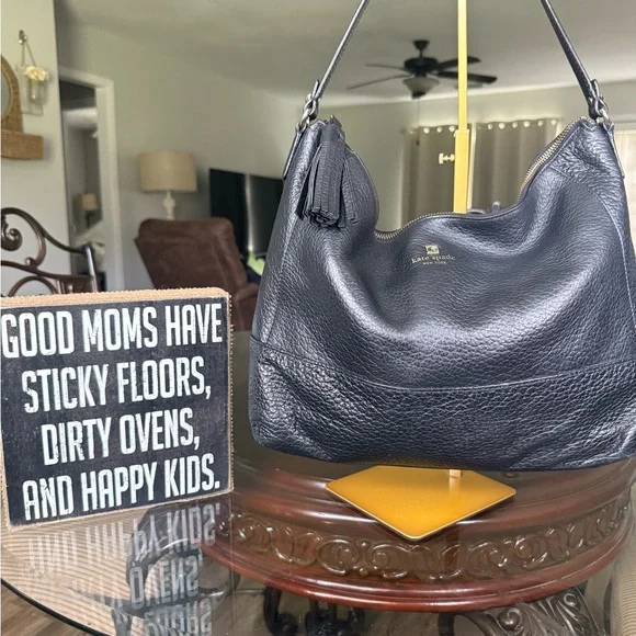 Kate Spade Black Leather Hobo Bag (INSIDE NEEDS CLEANING) - Picture 2 of 6